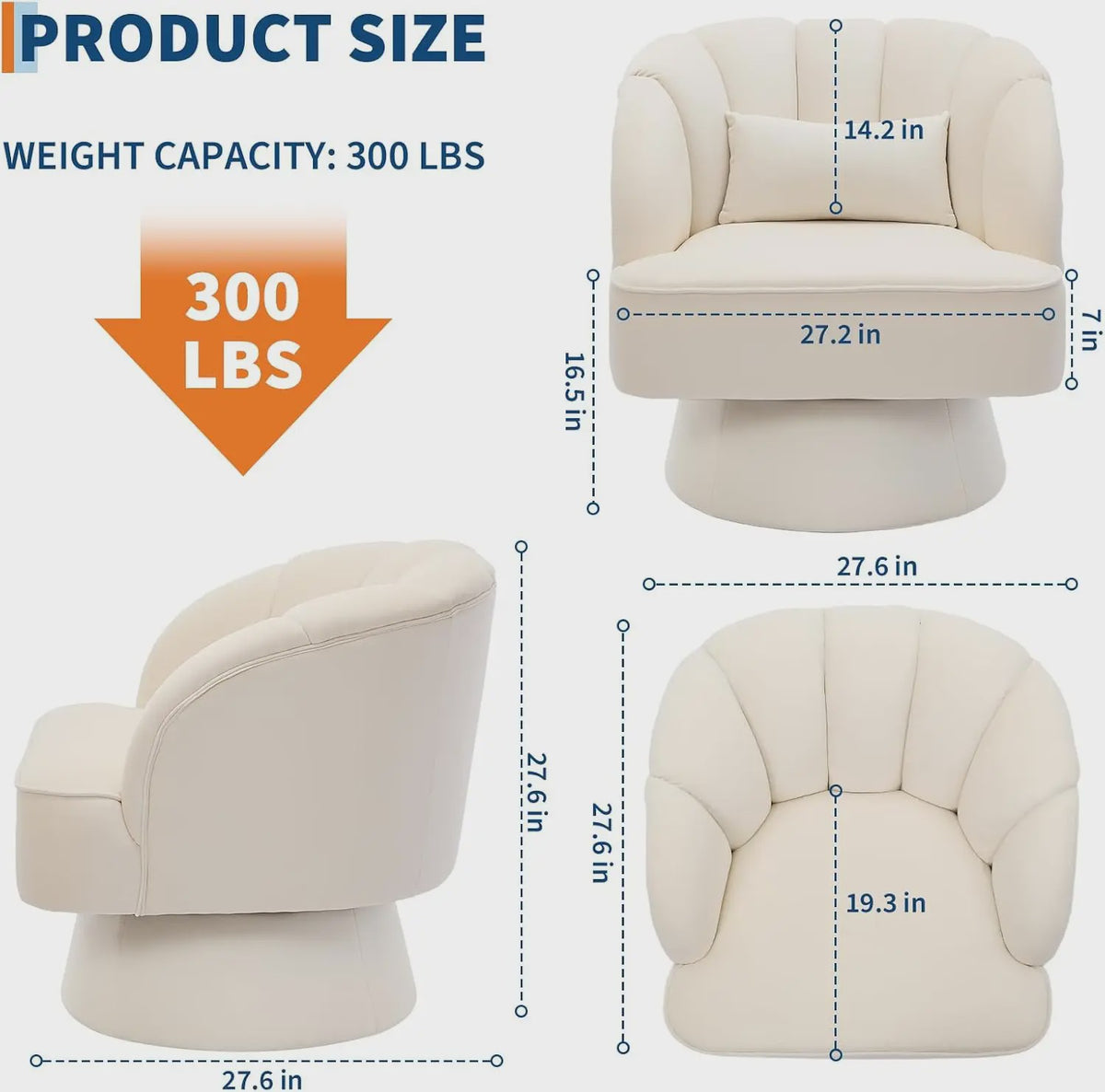 Draaibare Fluweel Lounge Fauteuil met 360° Rotatie - Comfortabele Leesstoel