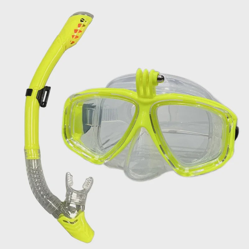 Professionele Duikset: Duikbril met GoPro Mount & All-Dry Snorkel voor Scuba Diving
