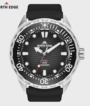 NORTH EDGE TRITON Heren Duikhorloge - Solar Powered, 300M Waterdicht, RVS