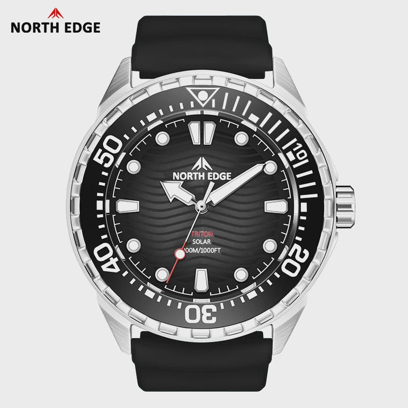 NORTH EDGE TRITON Heren Duikhorloge - Solar Powered, 300M Waterdicht, RVS