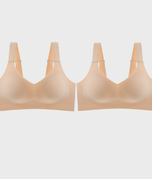 Set van 2 Naadloze Comfort BH's met V-hals en Brede Bandjes - Draadloos & Onzichtbaar