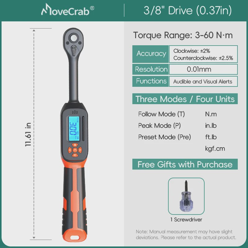 Digitale Momentsleutel MOVECRAB 1-340 Nm met LED/Zoemer Alarm & Hoge Precisie