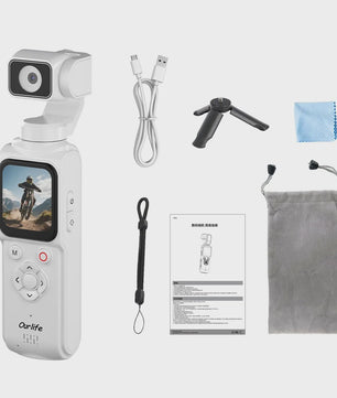 Ourlife 4K Actiecamera met 330° Face Tracking Gimbal Stabilisator & Touchscreen