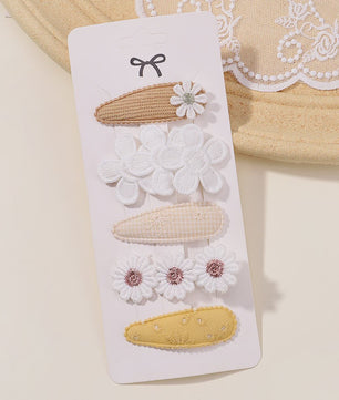 Set van 5 Schattige Baby Haarclipjes voor Meisjes met Bloemen en Leuke Designs