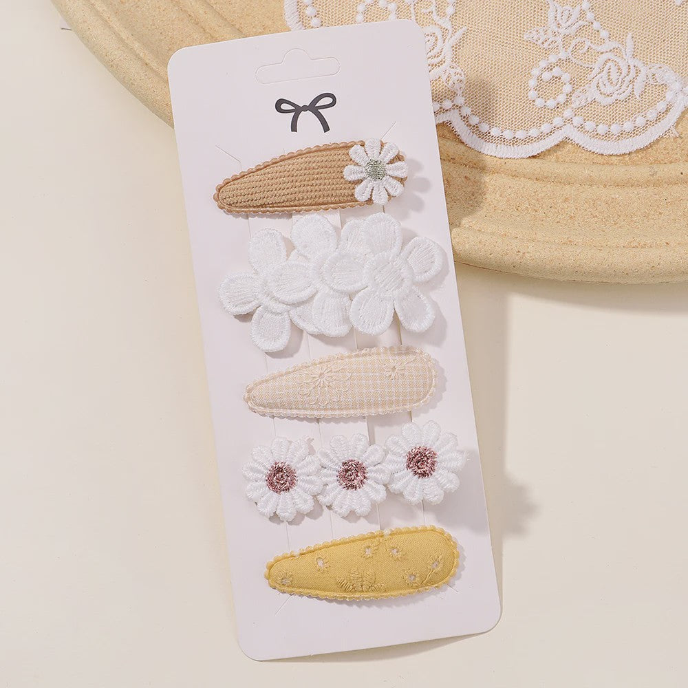 Set van 5 Schattige Baby Haarclipjes voor Meisjes met Bloemen en Leuke Designs