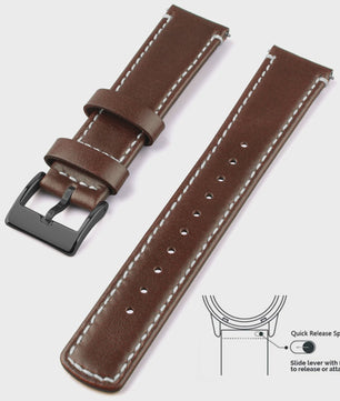 Top Grain Echt Lederen Horlogeband - 20mm/22mm Quick Release - Voor Heren, Dames & Samsung Galaxy Watch