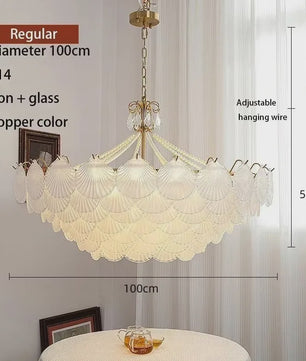 Moderne Koperen Plafondlamp met Schelp Glas en LED - Stijlvolle Hanglamp voor Woonkamer, Eetkamer & Slaapkamer