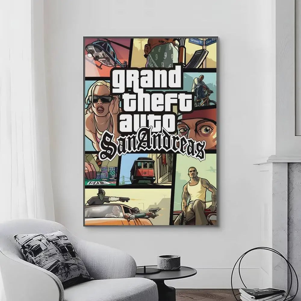 Grand Theft Auto Game Posters - Zelfklevend Muurdecoratie voor Fans