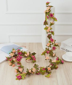 Kunstrozen Garland - Decoratieve Slier met Rozen en Bladeren