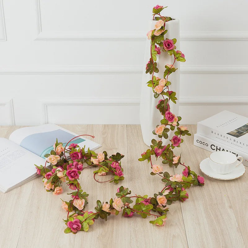 Kunstrozen Garland - Decoratieve Slier met Rozen en Bladeren