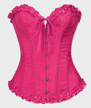 Sexy Jacquard Bustier Corset met Ruches en Push-Up Effect - Gothic Stijl