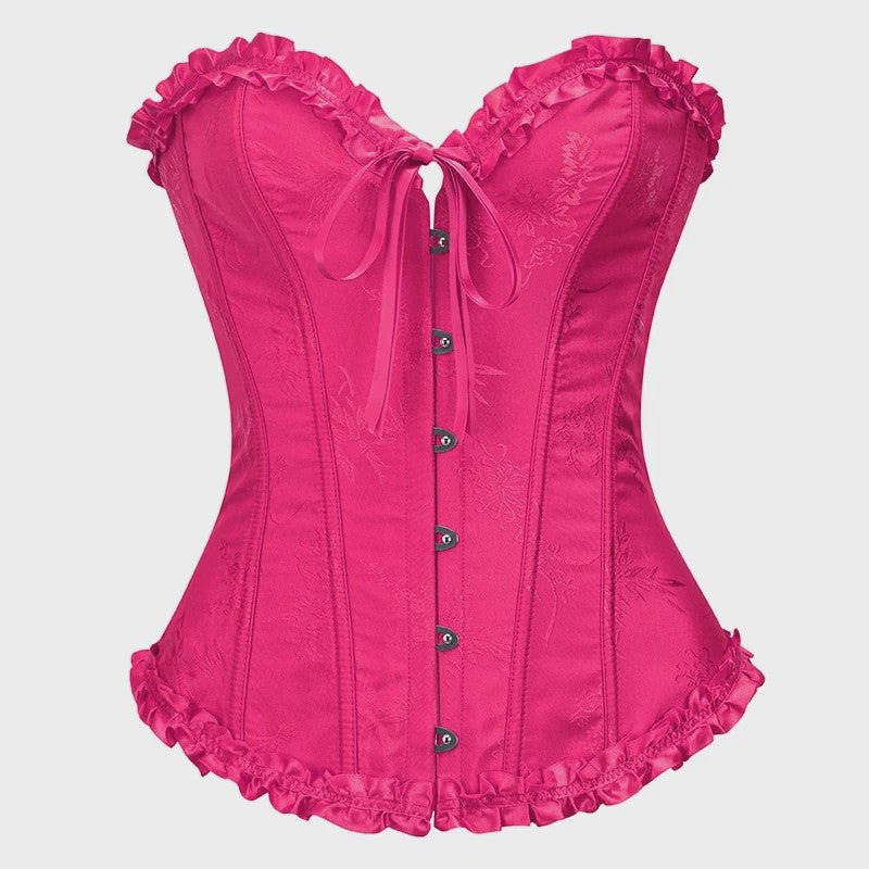 Sexy Jacquard Bustier Corset met Ruches en Push-Up Effect - Gothic Stijl