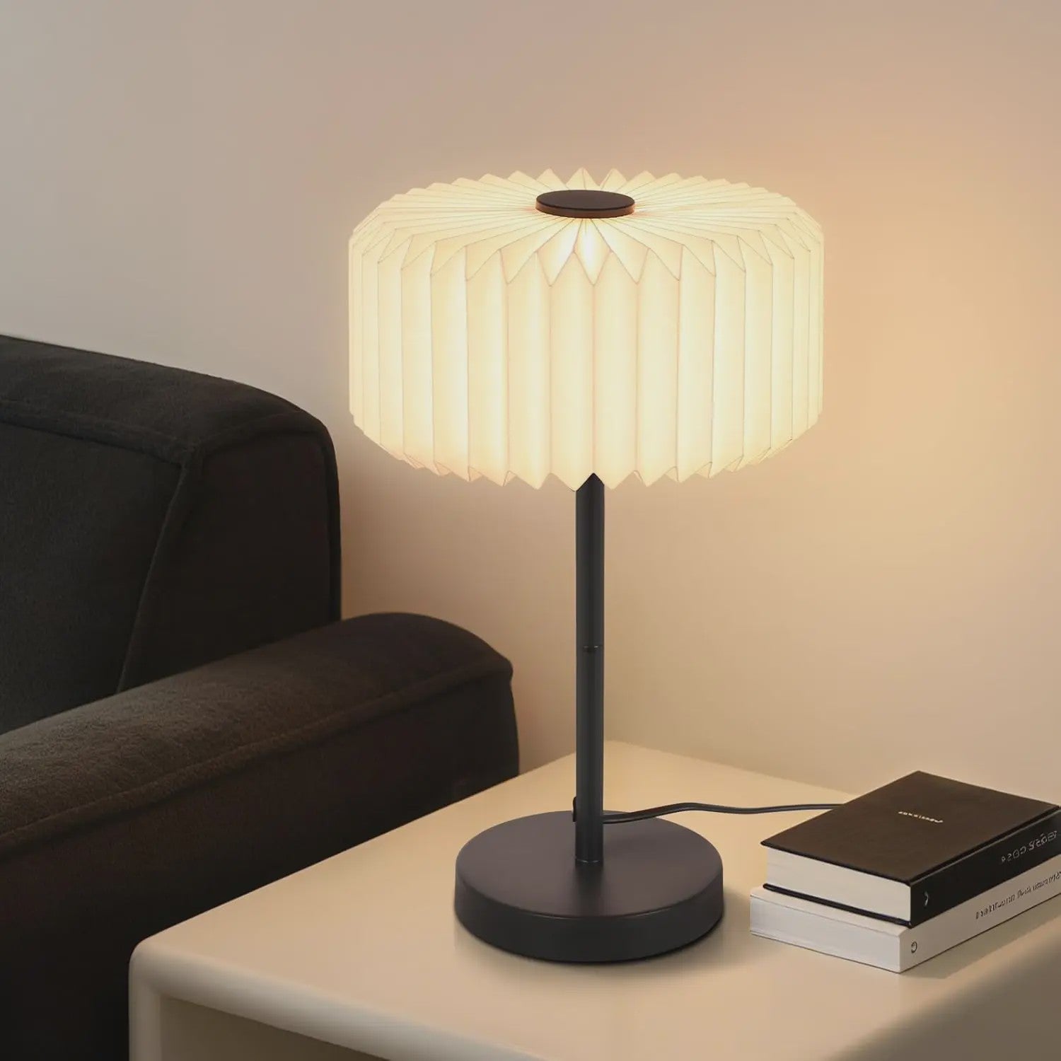 Vintage Design Tafellamp met Papieren Lampenkap - Sfeervolle Slaapkamerlamp