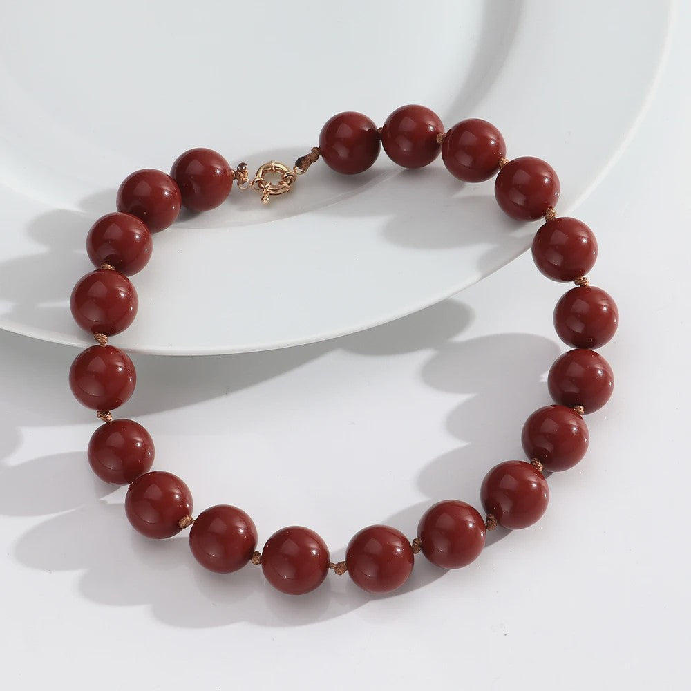 Handgemaakte Retro Acryl Ketting met Grote Kleurrijke Kralen - Statement Choker
