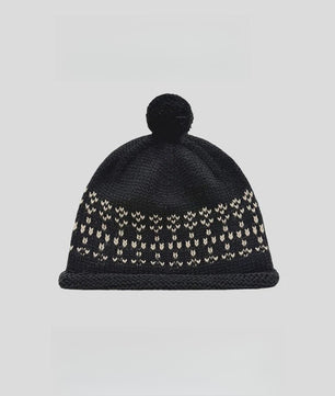 Dames Muts met Fair Isle Patroon, Pompon en Omgeslagen Boord - Warm & Stijlvol