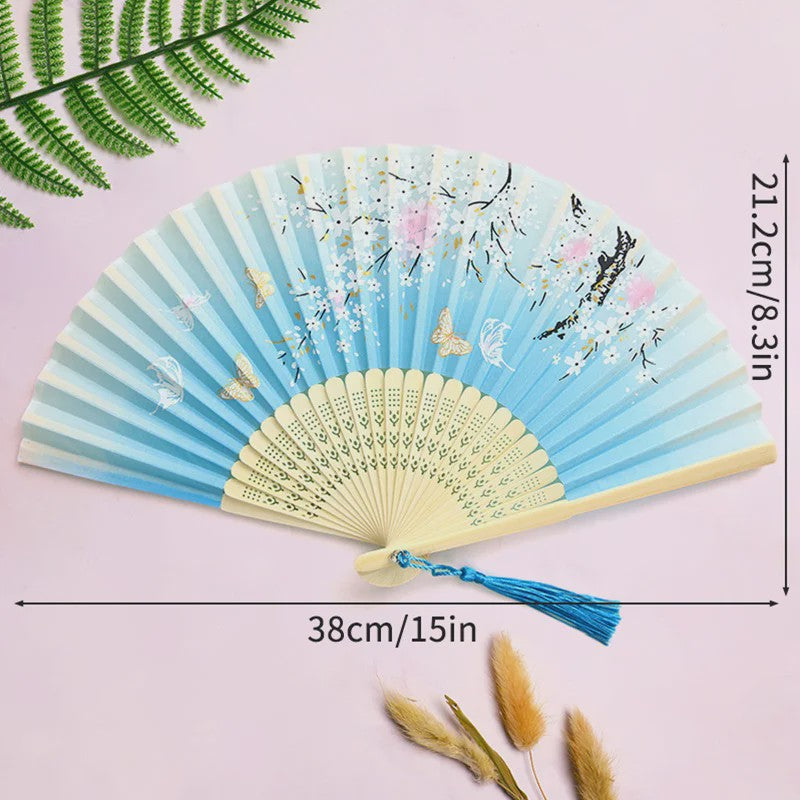 Elegante Chinese Stijl Vouwbare Handwaaier met Kwastje - Perfect voor Dans, Decoratie of Cadeau