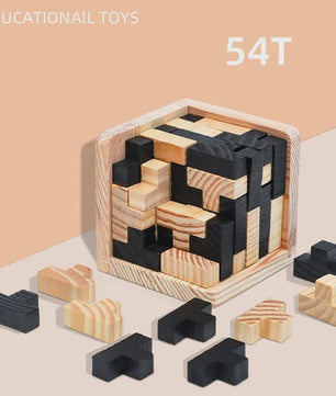 Houten 3D Kubus Puzzel - Educatief Breinbreker Spel voor Kinderen