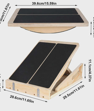 Verstelbare Houten Balansbord & Kuitspier Strekker - Anti-slip & Revalidatie