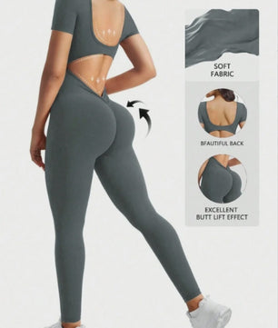 Naadloze Body met U-hals en Korte Mouwen - Optimaal voor Fitness & Gym