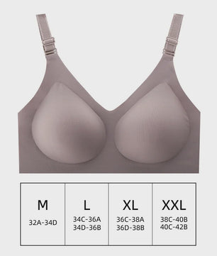 Comfortabele Naadloze Dames Bh - Zacht, Draadloos & Push-Up Effect met Diepe V-hals - Jelly Kleuren