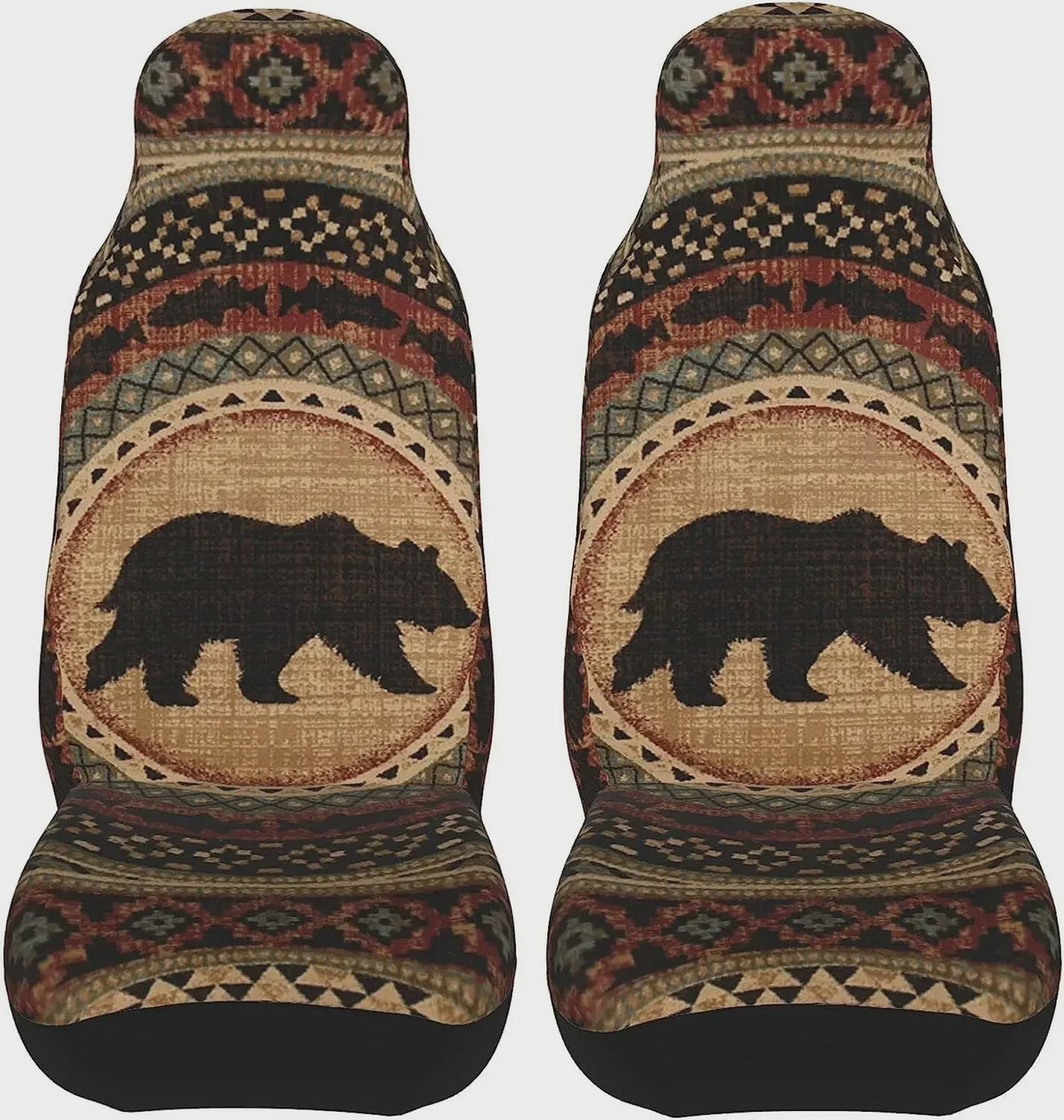 Vintage Beren Autostoelhoes Set (2 stuks) - Universele Stoelbeschermer Bruin