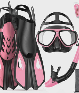 Complete snorkelset voor volwassenen: masker, snorkel, flippers en tas