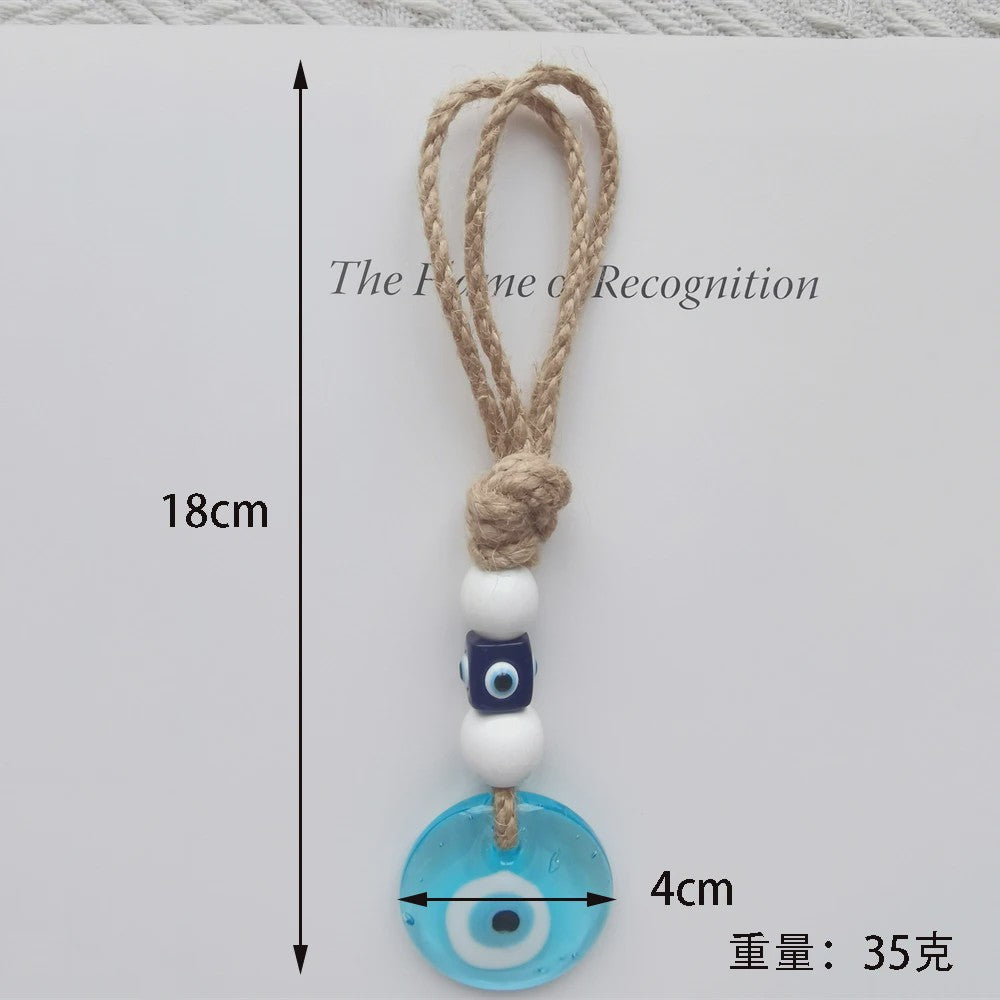 Blauw Turks Oog Hanger met Touw - Decoratie voor Auto, Muur & Huis