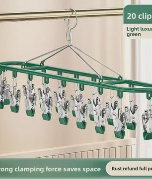 Droogrek met 20 Clips - RVS Sokkenhanger voor Ondergoed & Kleine Was