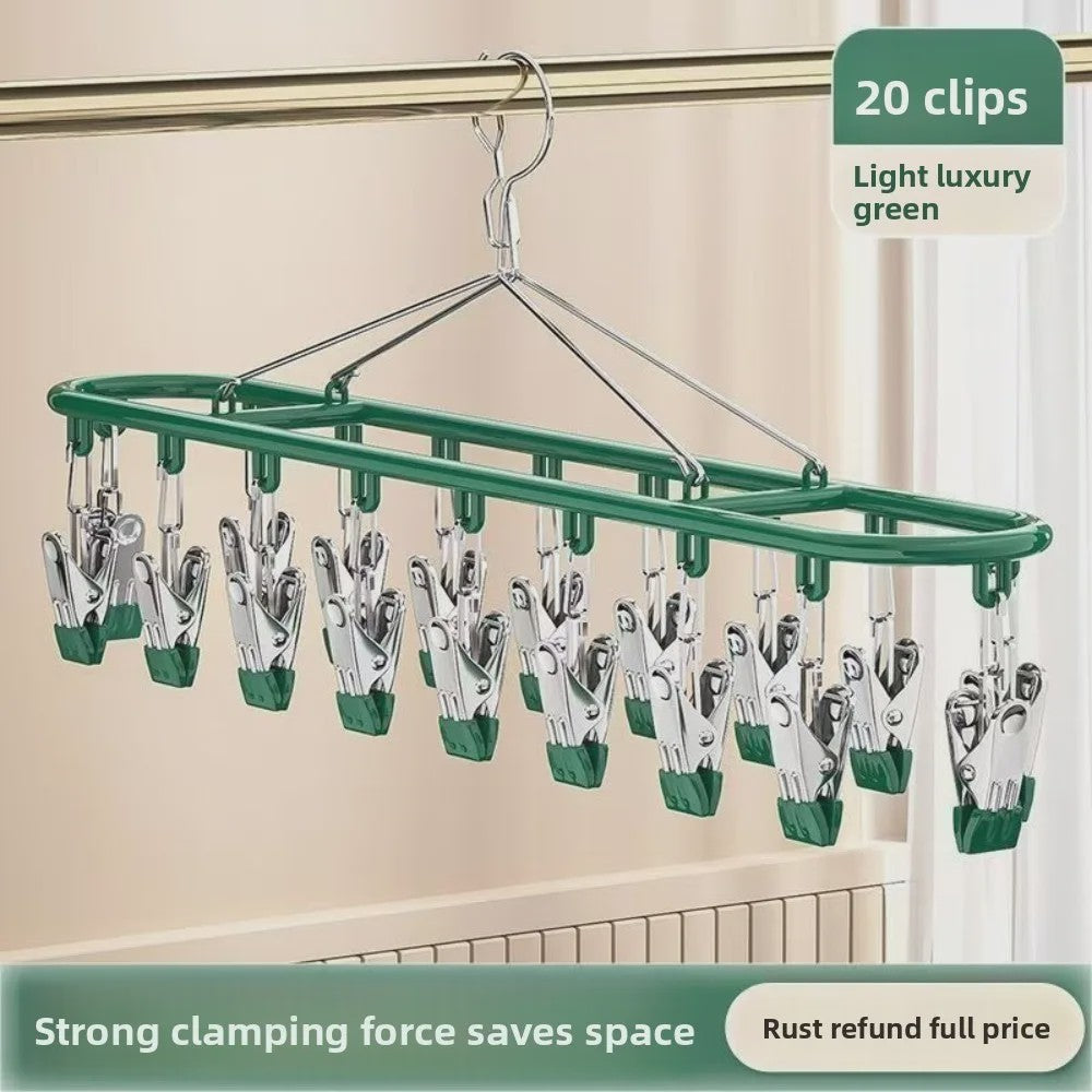 Droogrek met 20 Clips - RVS Sokkenhanger voor Ondergoed & Kleine Was