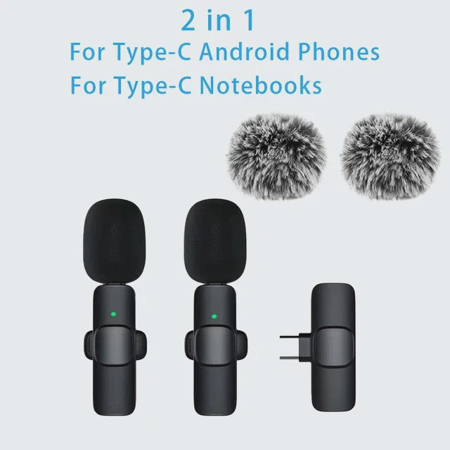 Draadloze Lavalier Microfoon - Mini Clip-on met Ruisonderdrukking voor iPhone, iPad & Android