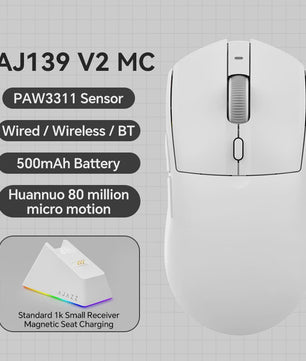 AJAZZ AJ139 V2 MC Draadloze Gaming Muis met RGB Magnetische Oplaadbasis - 24000 DPI, Bluetooth/Bedraad