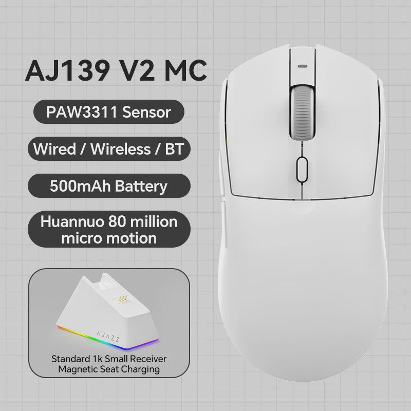 AJAZZ AJ139 V2 MC Draadloze Gaming Muis met RGB Magnetische Oplaadbasis - 24000 DPI, Bluetooth/Bedraad