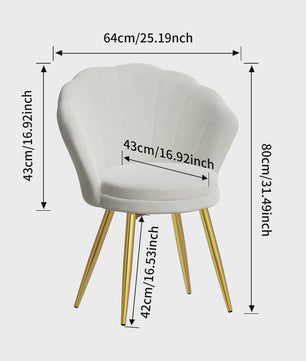 Comfortabele Fluwele Schelpstoel met Gouden Metalen Poten - Stijlvolle Accentstoel voor Woonkamer & Slaapkamer