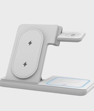 3-in-1 Opvouwbare Draadloze Oplader Stand voor Samsung Telefoon, Horloge & Earbuds - Snel Laden