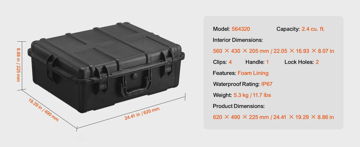 Robuuste Waterdichte Koffer met Schuim - IP67 Bescherming voor Camera's, Drones & Meer