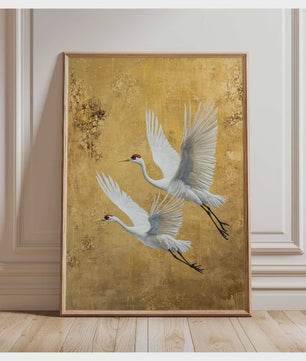 Elegante Japanse Kraanvogels Poster - Aziatische Wanddecoratie op Canvas