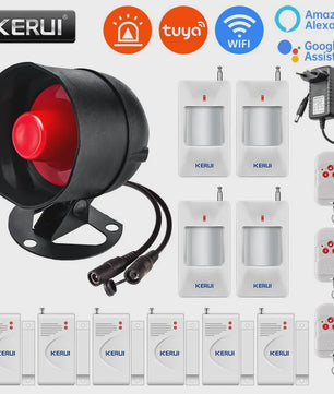KERUI Slimme WiFi Sirene Alarm - 110dB Luide Luidspreker met Bewegings- en Deur/Raam Sensoren