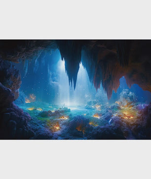 3D Aquarium Achtergrond Poster - Onderwater Grot Landschap Decor