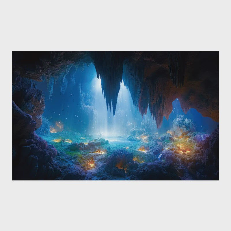 3D Aquarium Achtergrond Poster - Onderwater Grot Landschap Decor