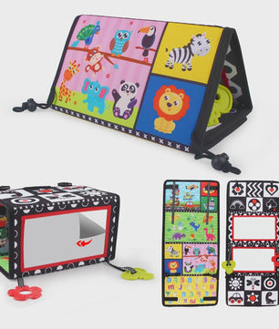 Zachte Baby Stoffen Boek met Spiegel - Interactief Educatief Montessori Speelgoed