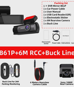 ACCEO B61P 4K Dashcam met Dubbele Lens (Voor & Achter 1080P), GPS, WiFi en 24H Parkeerfunctie