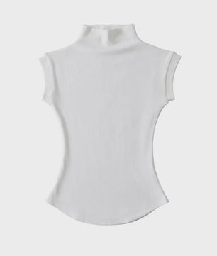 Dames Zomer Mouwloze Turtleneck Top - Slim Fit Basic T-shirt