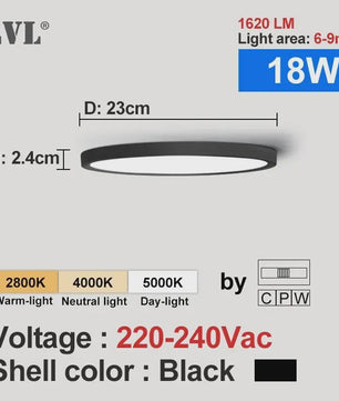 Ronde LED Plafondlamp met Houtnerf - 3 Kleuren Licht