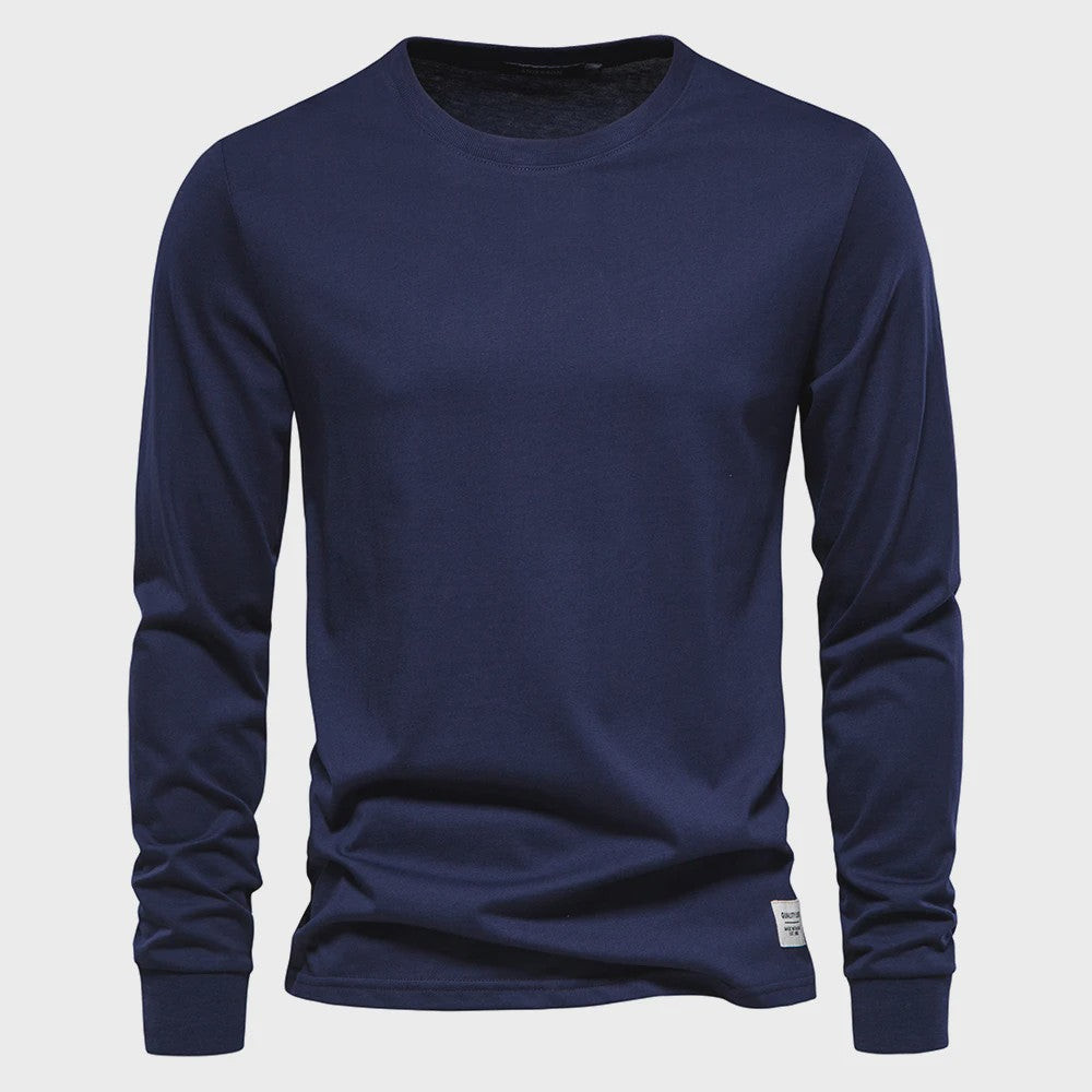 AIOPESON Heren Basic Longsleeve T-shirt - Katoen, Ronde Hals, Effen Kleur