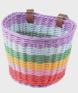 Regenboog Fietsmand Kinderen - Kleurrijk Rotan Stuurmandje