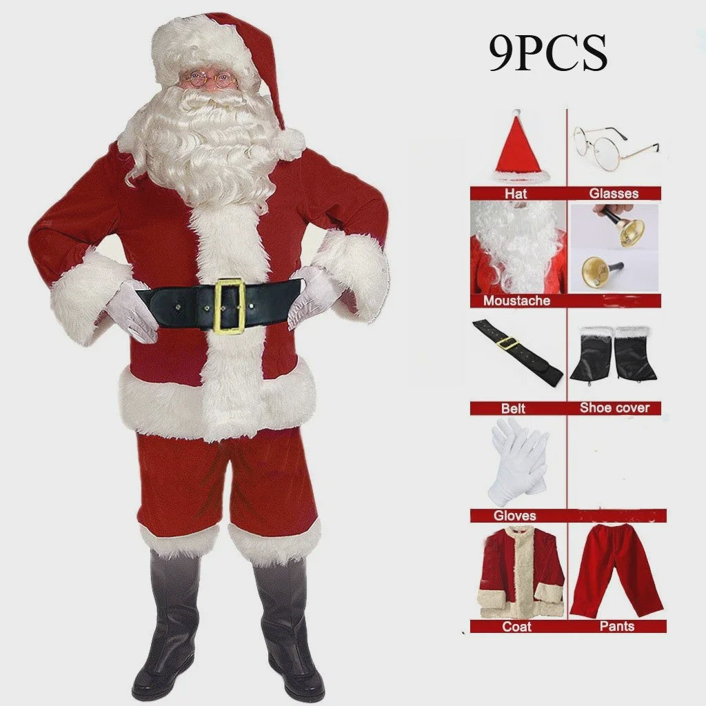Luxe Gouden Fluweel Santa Claus Kostuum voor Heren - Perfect voor Kerst, Halloween & Feesten