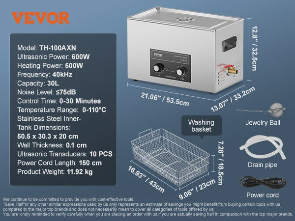 Professionele Ultrasone Reiniger met Verwarming en Timer - 2-30L voor Laboratorium, Metaal & Auto-onderdelen