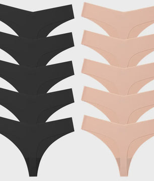 Set van 10 Naadloze Dames Strings - Comfortabele en Ademende Lingerie