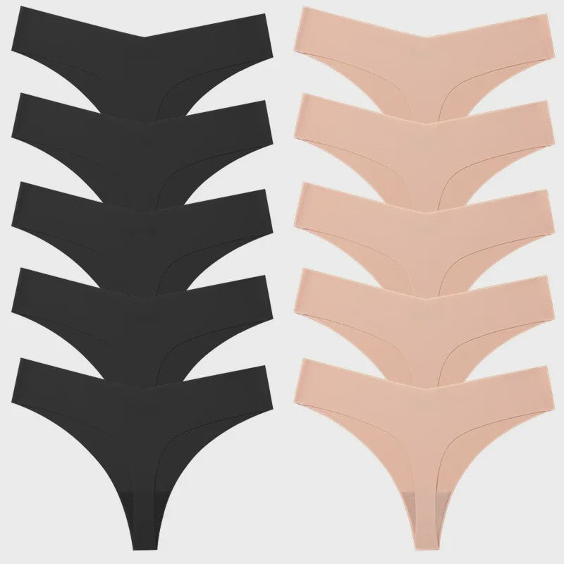 Set van 10 Naadloze Dames Strings - Comfortabele en Ademende Lingerie