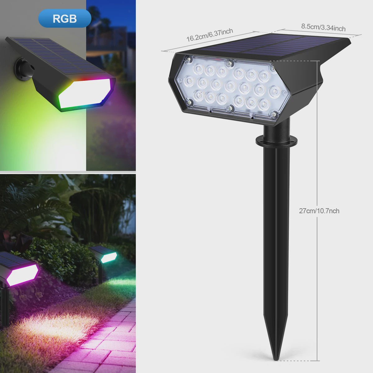 Waterdichte Solar LED Spotlight met Grondspies - Tuinverlichting